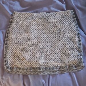 Forever 21 Embellished Cream Mini Skirt